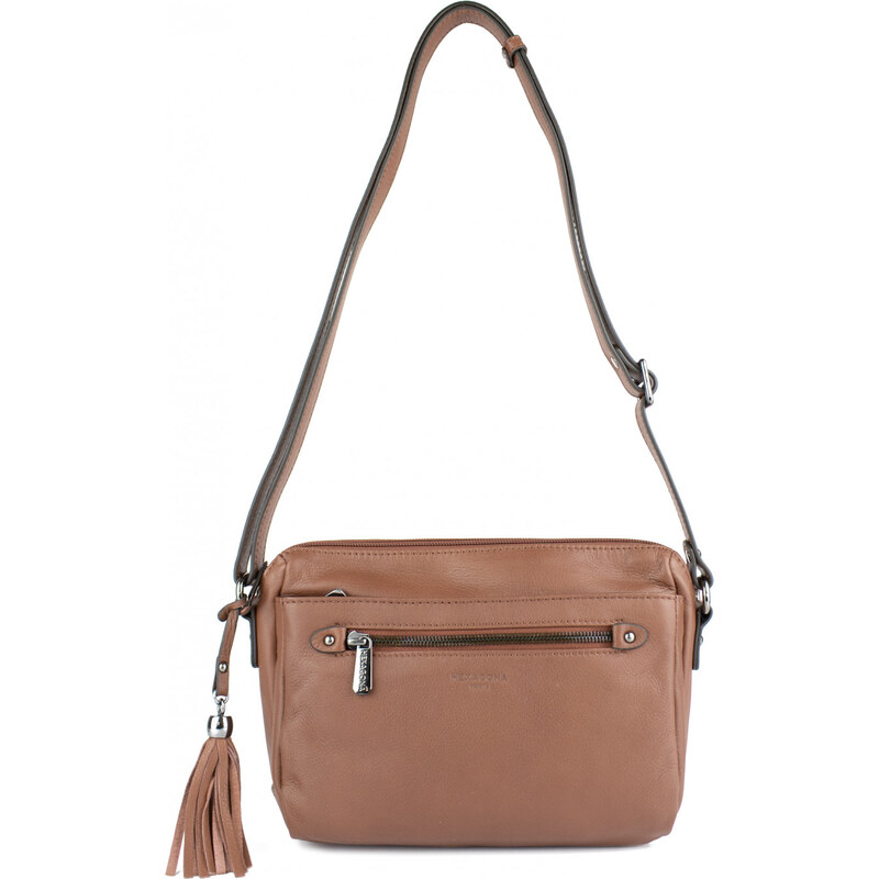 HEXAGONA Francouzská kožená kabelka crossbody Andree Hnědá