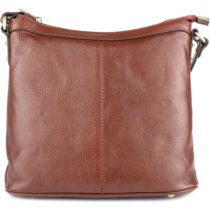 HEXAGONA Francouzská kožená kabelka crossbody Henriette Hnědá 62604088