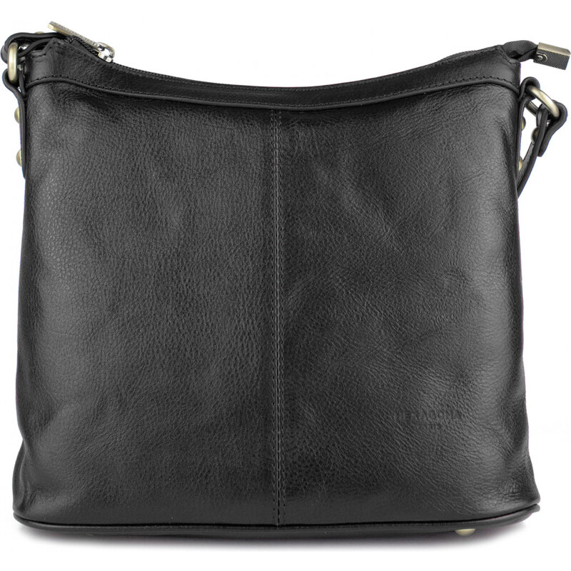 HEXAGONA Francouzská kožená kabelka crossbody Henriette Černá 62604086