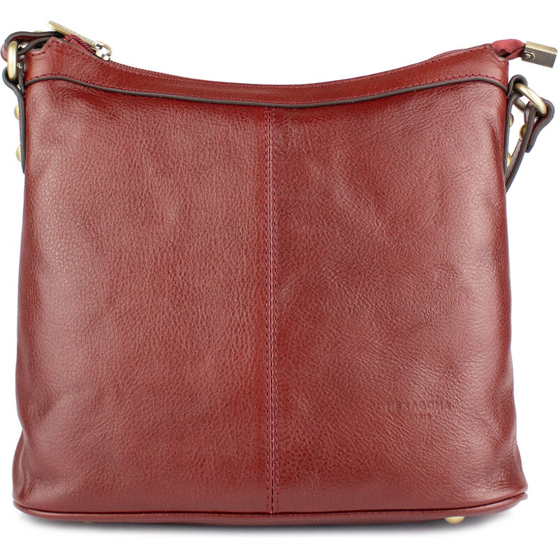 HEXAGONA Francouzská kožená kabelka crossbody Henriette Červená 62604087