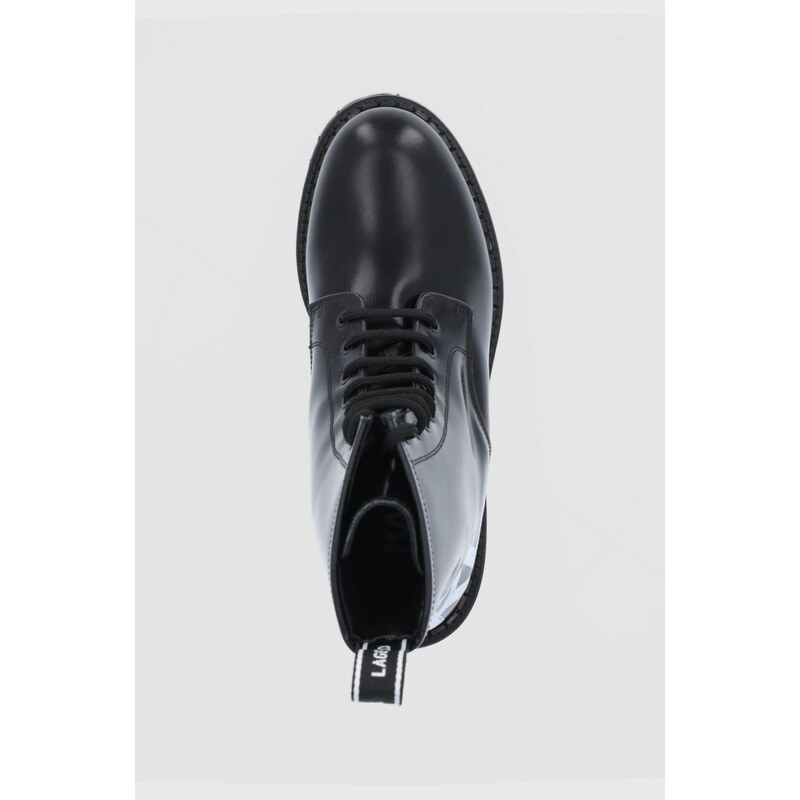 Kožené workery Karl Lagerfeld Troupe dámské, černá barva, na plochém podpatku
