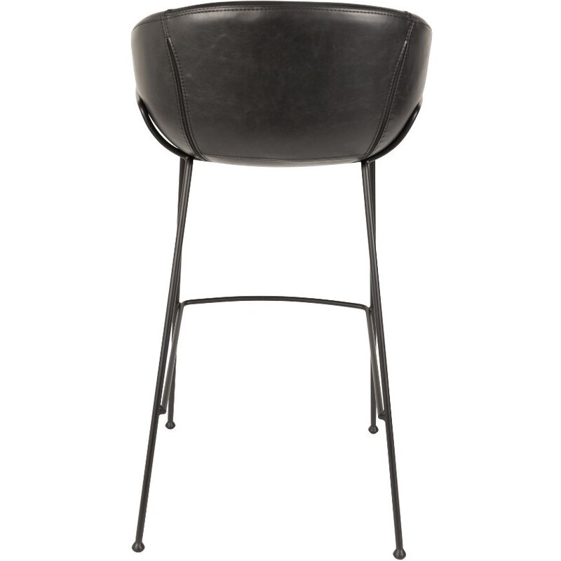 Černá koženková barová židle ZUIVER FESTON 76 cm