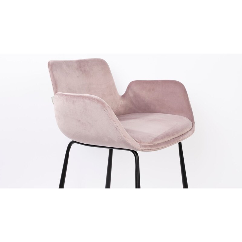 Růžová sametová barová židle ZUIVER BRIT 67,5 cm