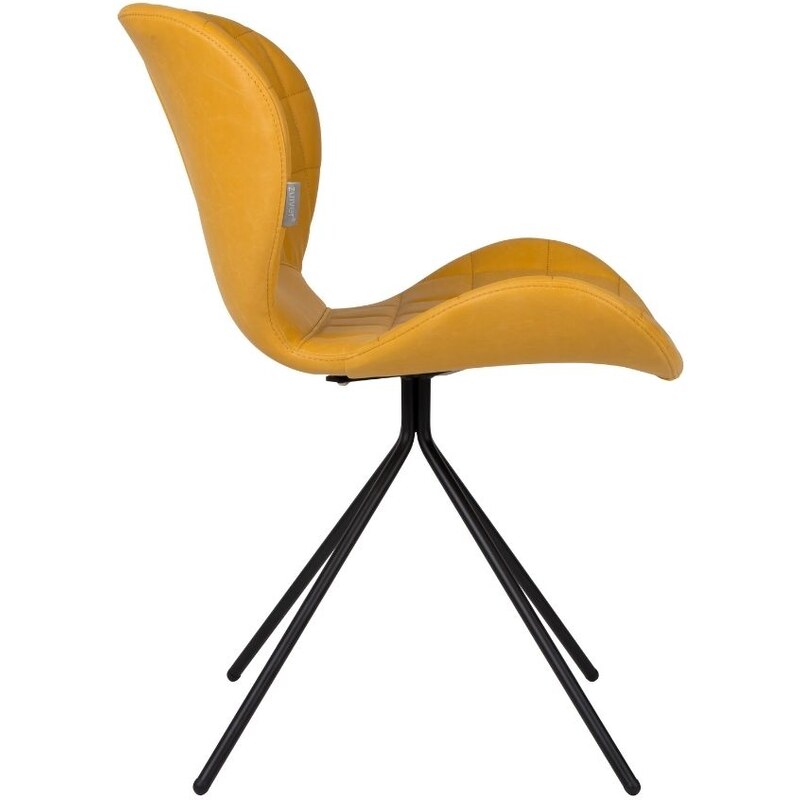 Žlutá koženková jídelní židle ZUIVER OMG LL
