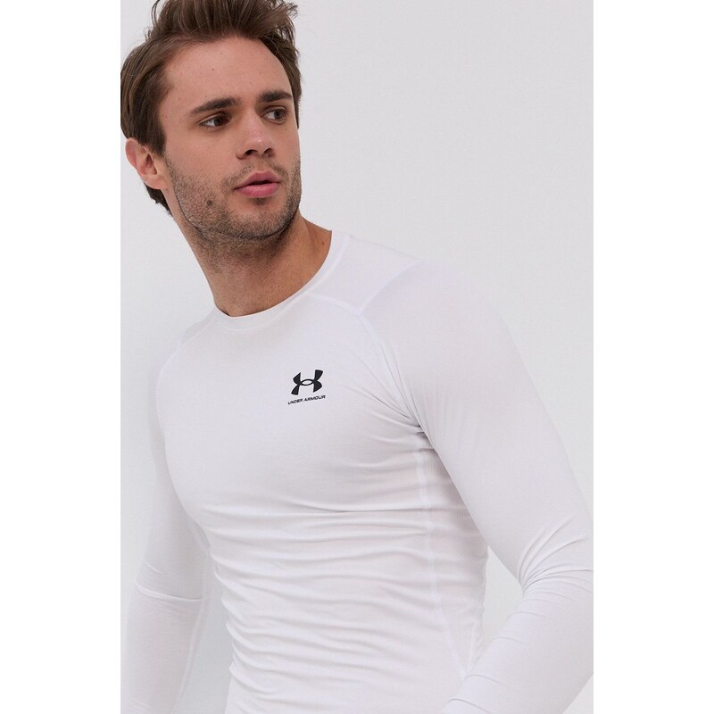 Tréninkové tričko s dlouhým rukávem Under Armour bílá barva, 1361524