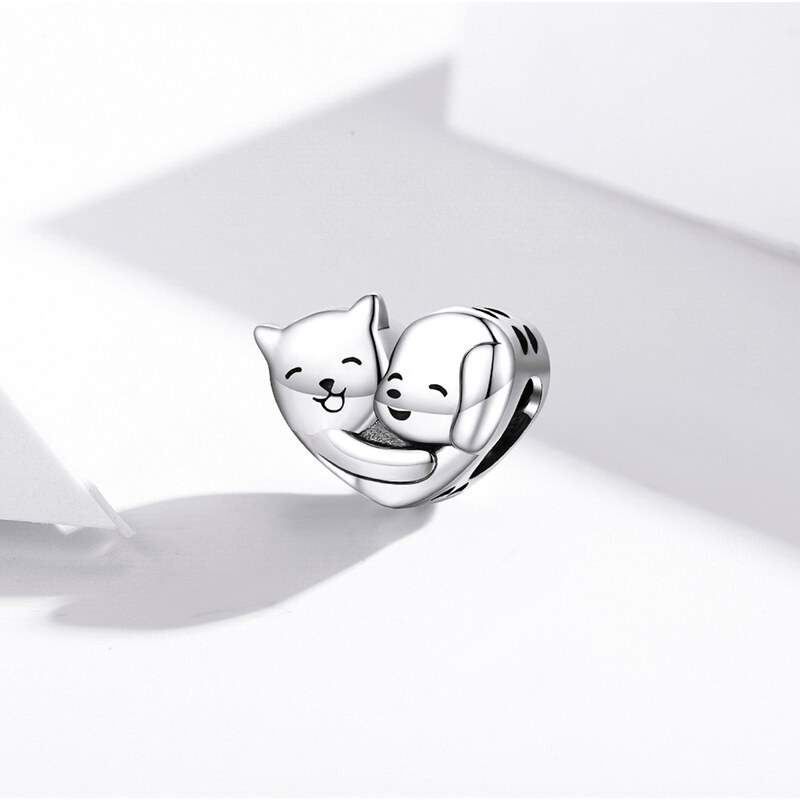 Emporial stříbrný přívěsek Kočička a pejsek Objetí lásky SCC1856