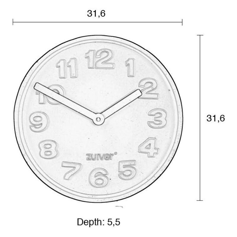 Černé nástěnné hodiny ZUIVER CONCRETE TIME z betonu