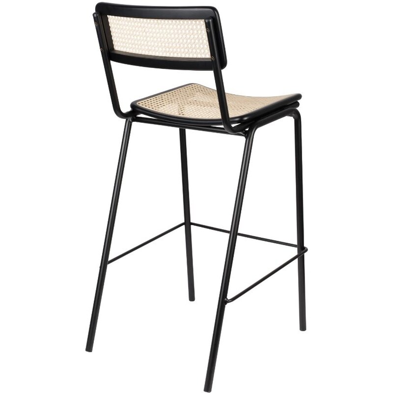 Černá ratanová barová židle ZUIVER JORT 77,5 cm
