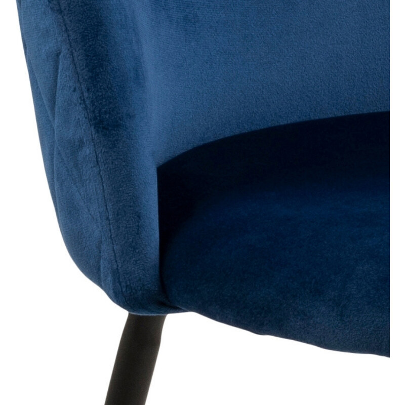 Scandi Tmavě modrá sametová jídelní židle Harper