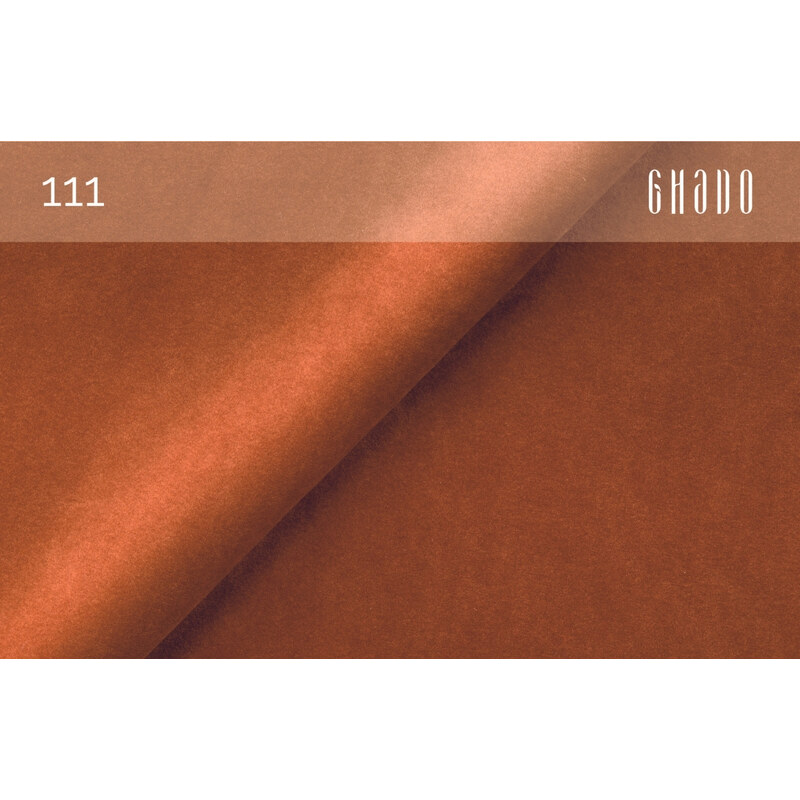 Cihlově oranžová sametová rohová rozkládací pohovka Ghado Moor 335 cm, pravá