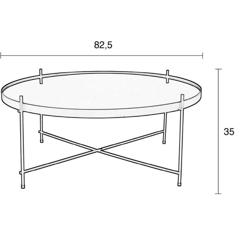 Měděný skleněný konferenční stolek ZUIVER CUPID 82,5 cm