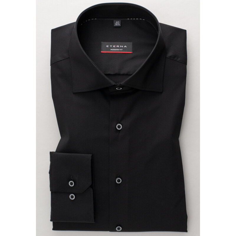 Pánská Modern fit černá košile ETERNA s dlouhým rukávem stretch
