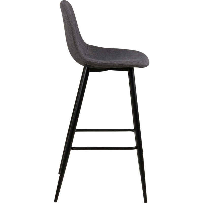 Scandi Tmavě šedá látková barová židle Wanda 73 cm s černou podnoží