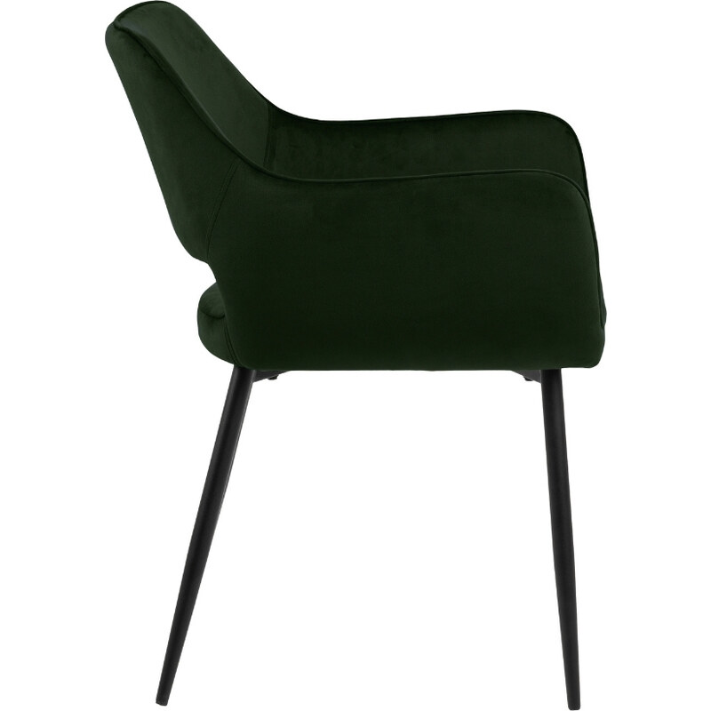 Scandi Tmavě zelená sametová jídelní židle Rejna