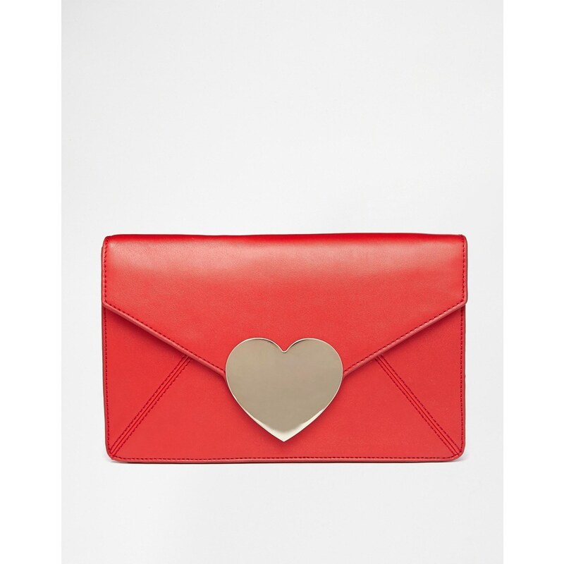 ASOS Love Heart Envelope Clutch Bag - Red