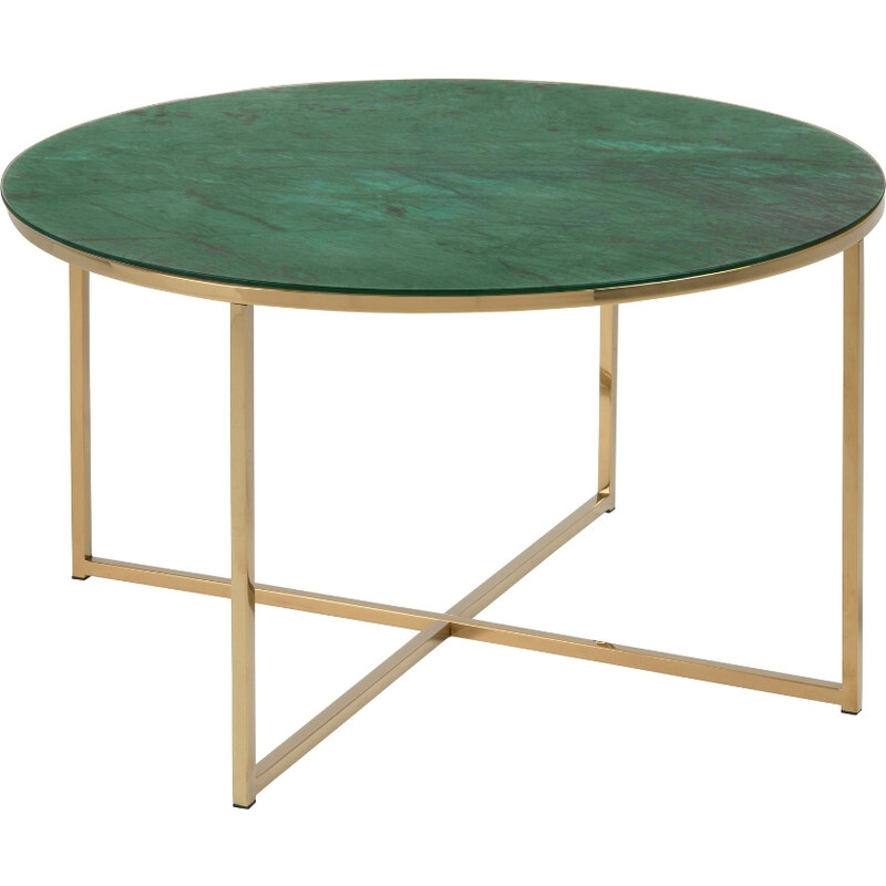 Scandi Zelený skleněný konferenční stolek Venice O 80 cm