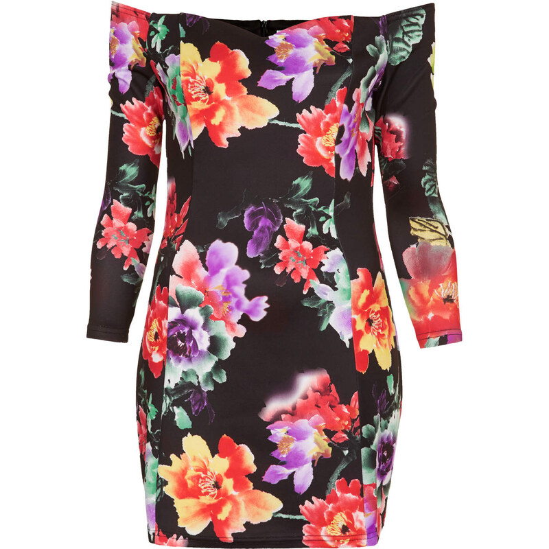 Topshop **Floral Off The Shoulder Bodycon Dress by Rare