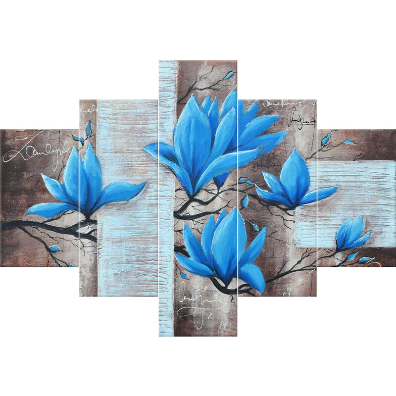 Gario Ručně malovaný obraz Nádherná modrá magnolie - 5 dílný Rozměry: 100 x 70 cm