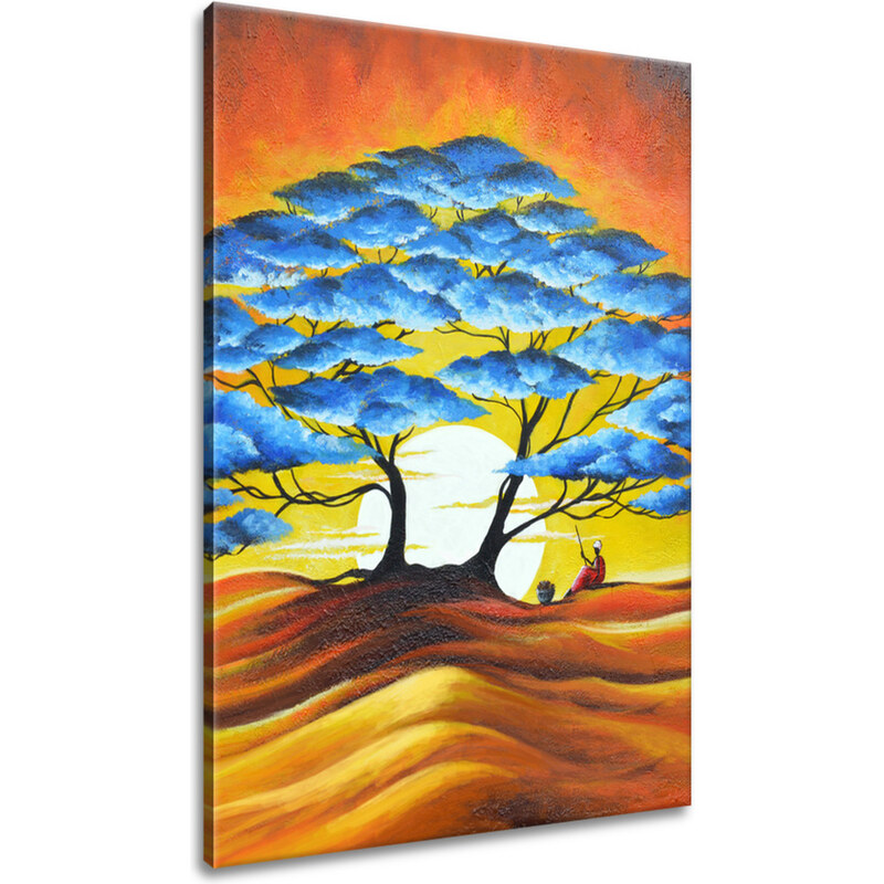 Gario Ručně malovaný obraz Odpočinek pod modrým stromem Rozměry: 70 x 100 cm