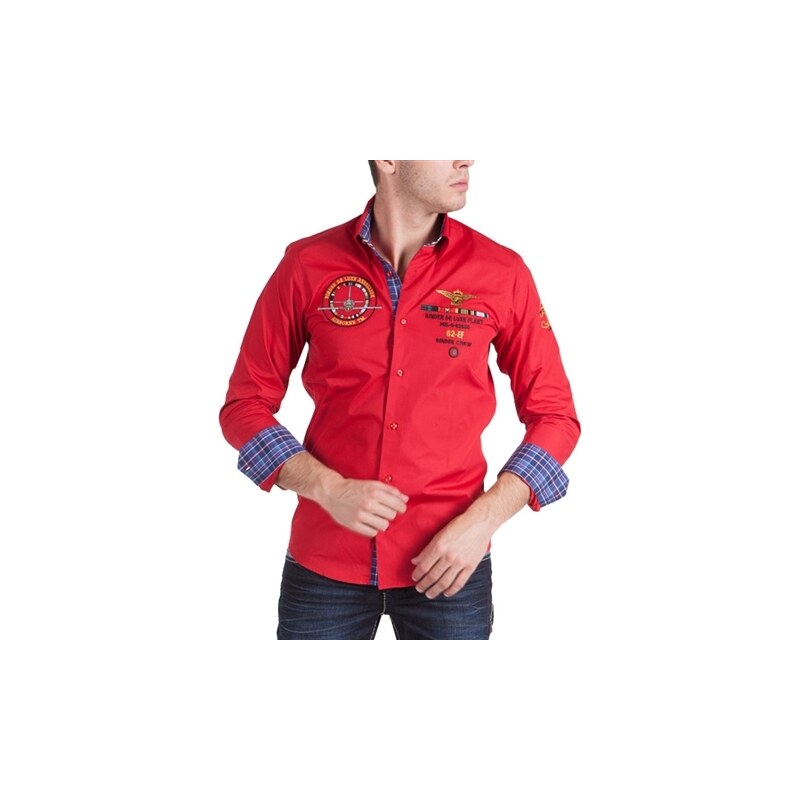 Pánská košile BINDER DE LUXE s výšivkami - Red