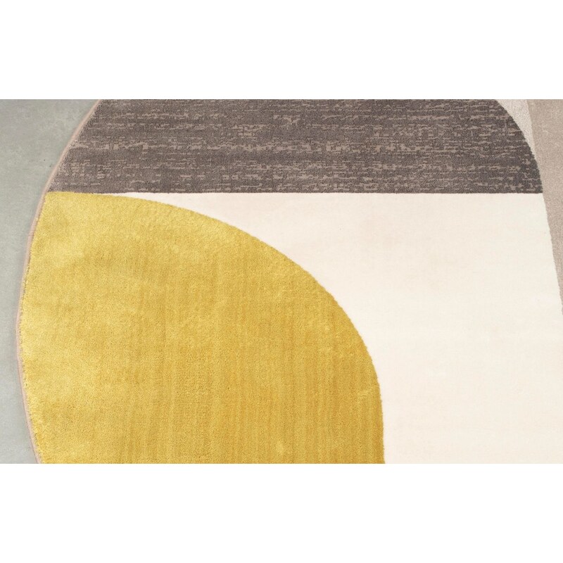 Žluto šedý kulatý koberec ZUIVER HILTON 240 cm