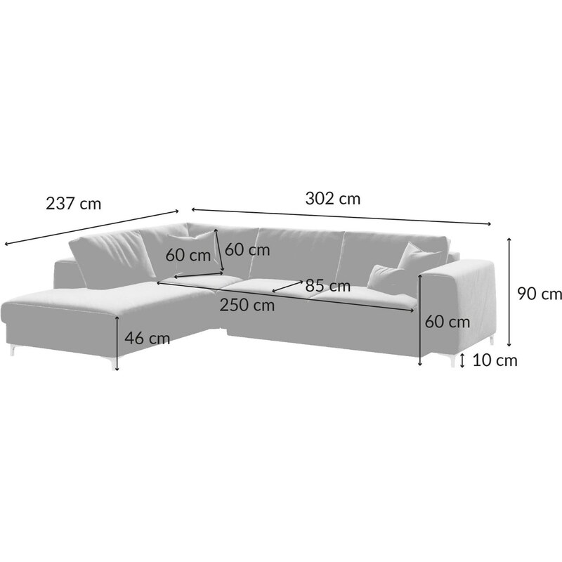 Tmavě šedá sametová rohová rozkládací čtyřmístná pohovka DEVICHY Rothe, pravá 302 cm