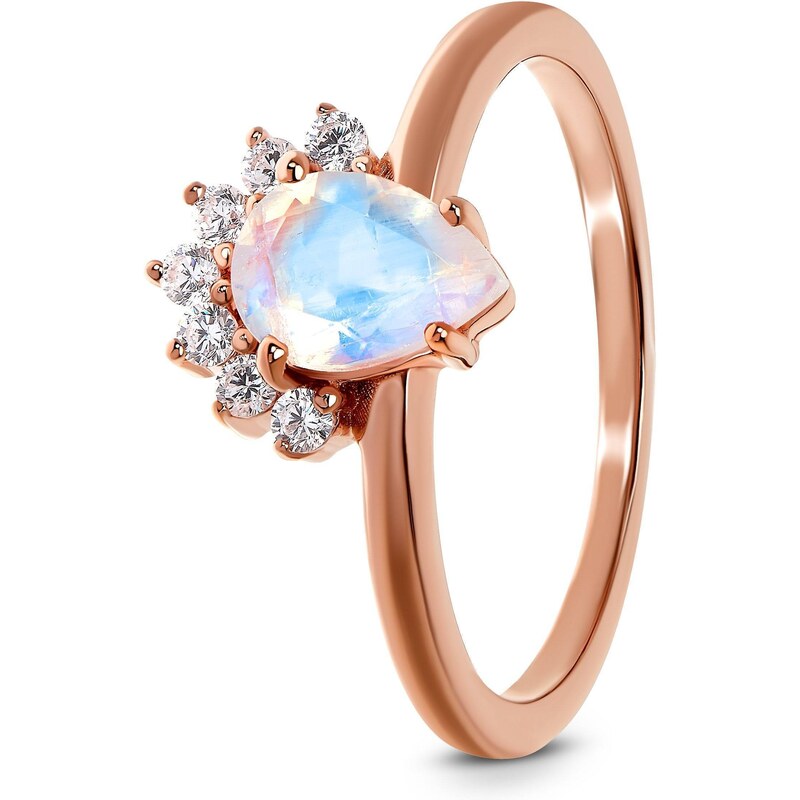 Emporial Royal Fashion prsten Diadém s drahokamem moonstonem 14k růžové zlato Vermeil GU-DR1907793R-ROSEGOLD-MOONSTONE-ZIRCON