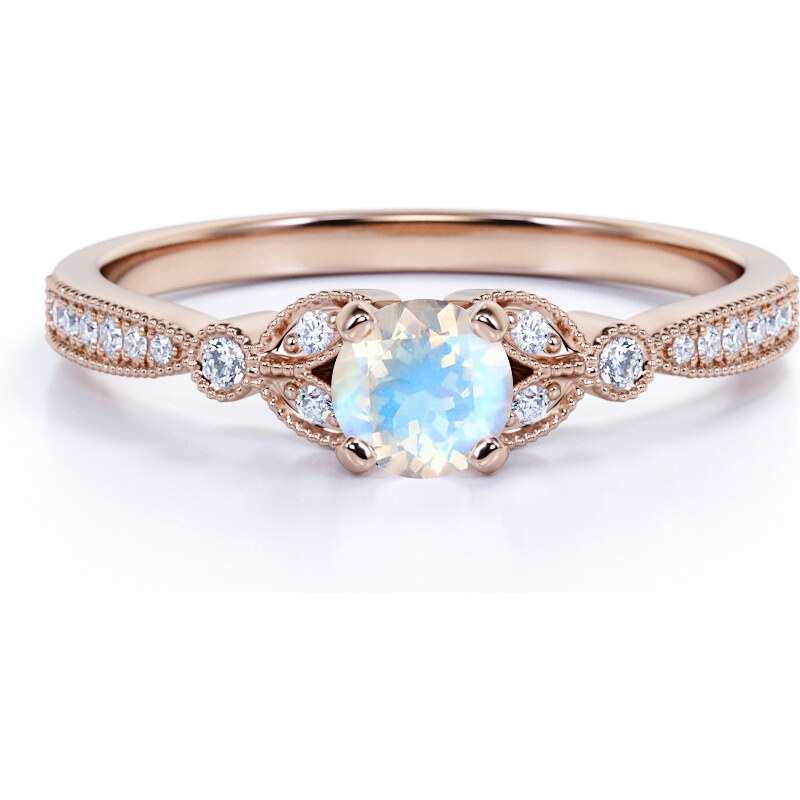 Royal Exklusive Emporial prsten 14k zlato Vermeil DR14630R-ROSEGOLD-MOONSTONE-ZIRCON