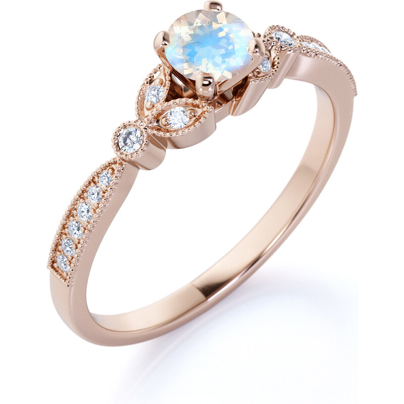 Royal Exklusive Emporial prsten 14k zlato Vermeil DR14630R-ROSEGOLD-MOONSTONE-ZIRCON