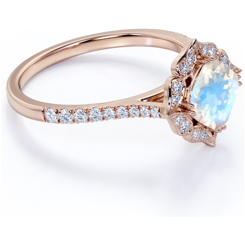 Royal Exklusive Emporial prsten 14k zlato Vermeil GU-DR18580R-ROSEGOLD-MOONSTONE-ZIRCON
