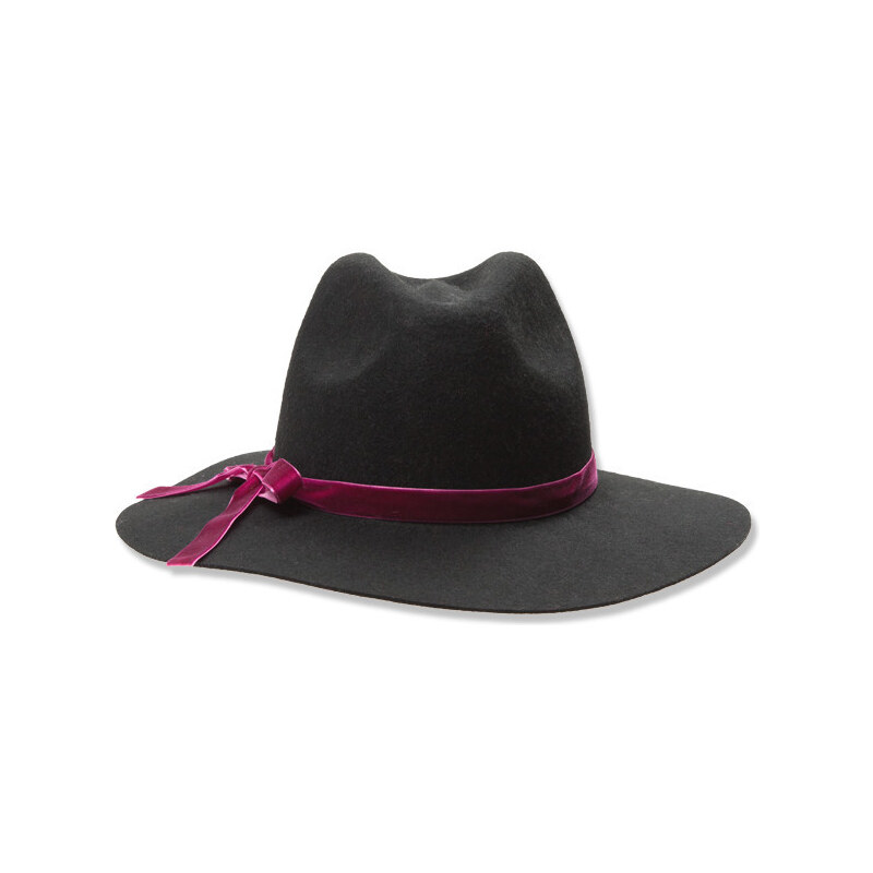 Tally Weijl Black Fedora Hat with Pink Detailing