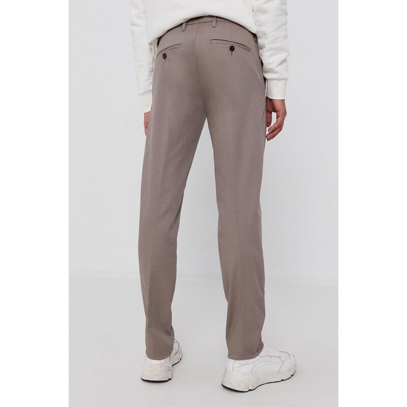 Kalhoty Emporio Armani pánské, šedá barva, přiléhavé