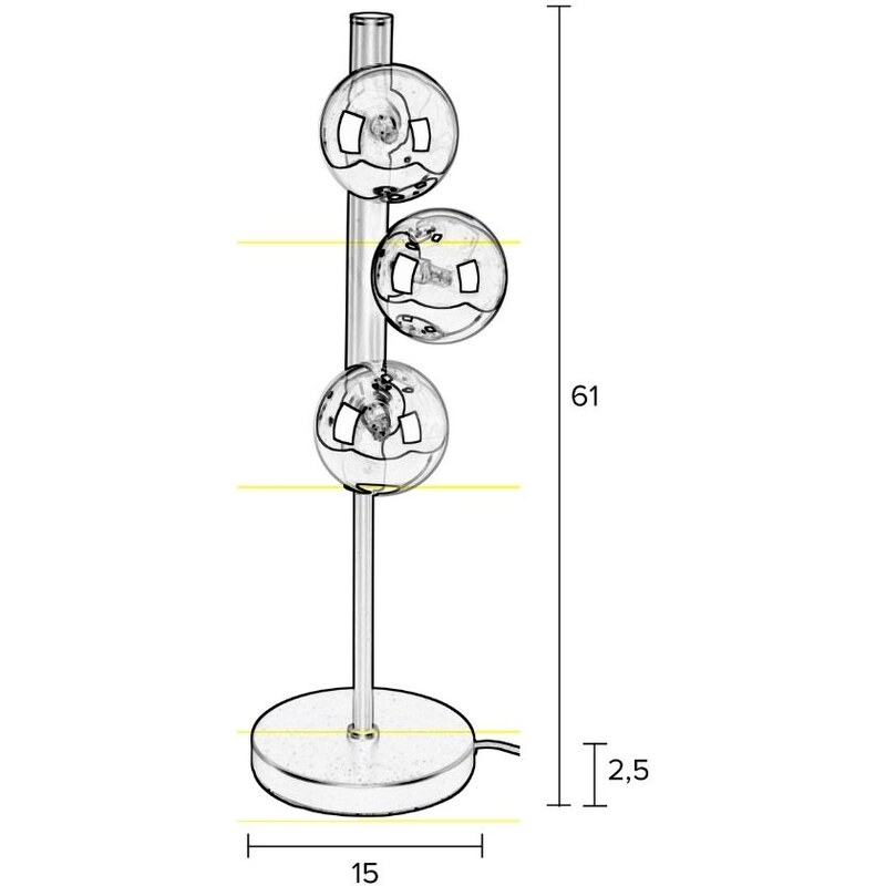 White Label Opálově bílá skleněná stolní lampa WLL MONICA 61 cm