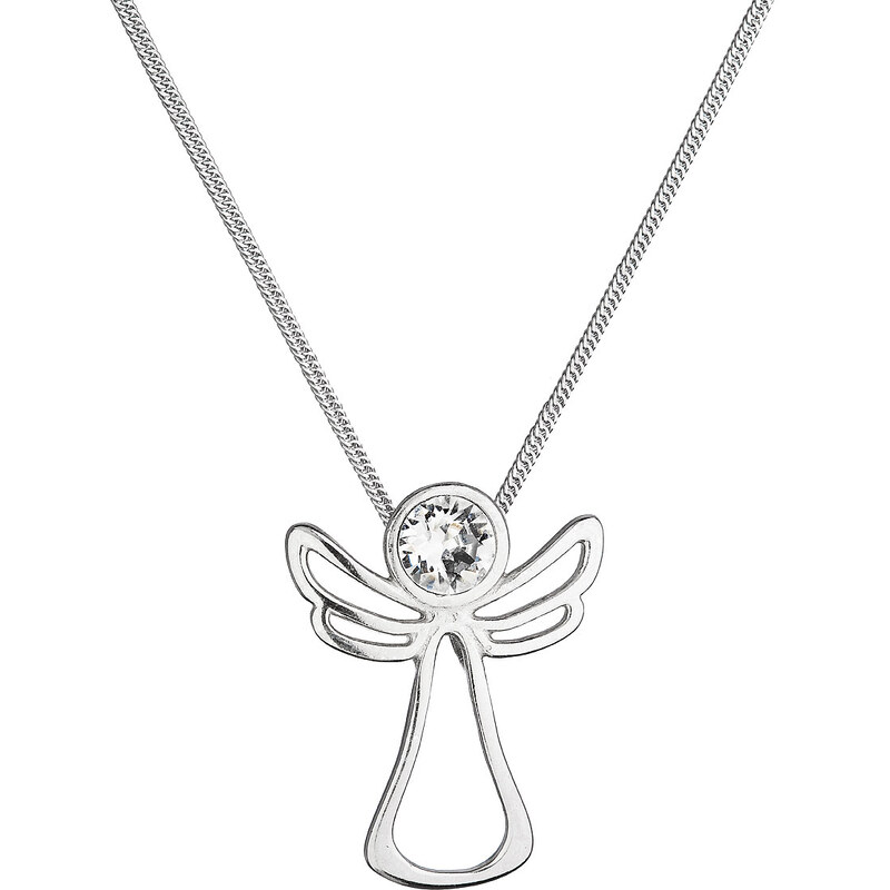 Stříbrný náhrdelník anděl se Swarovski krystalem 32080.1 bílý
