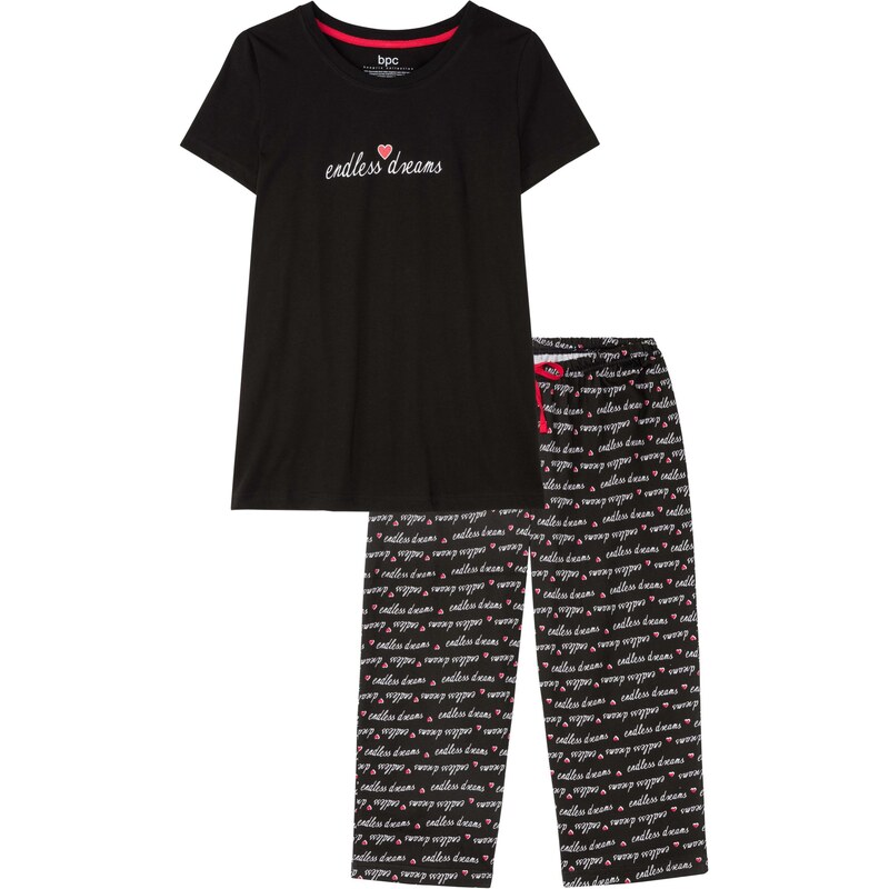 bonprix Capri pyžamo z čisté bavlny černá Žena 57330962