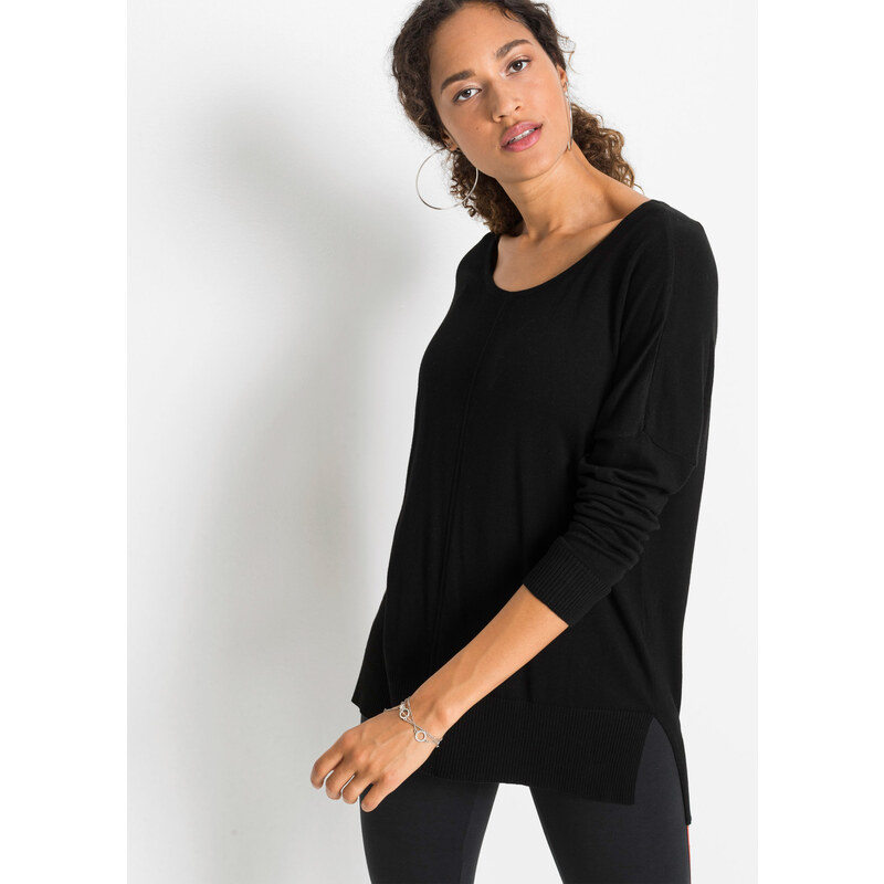bonprix Oversize svetr z viskózové směsi černá Žena 42203154