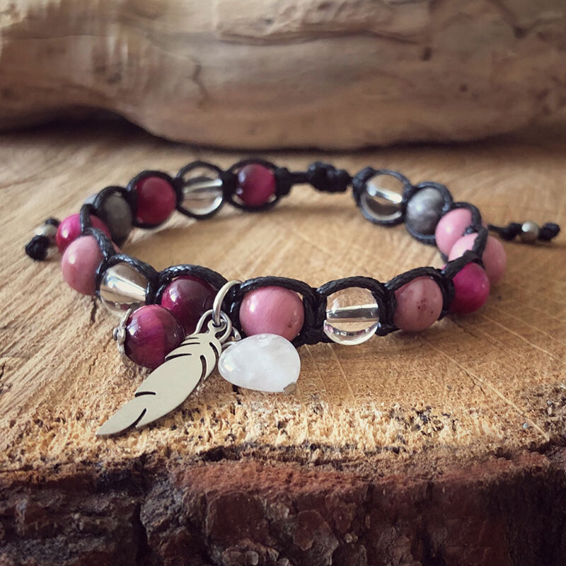 Estemia Shamballa náramek z tygřího oka, rodochrozitu, jaspisu a 61668773