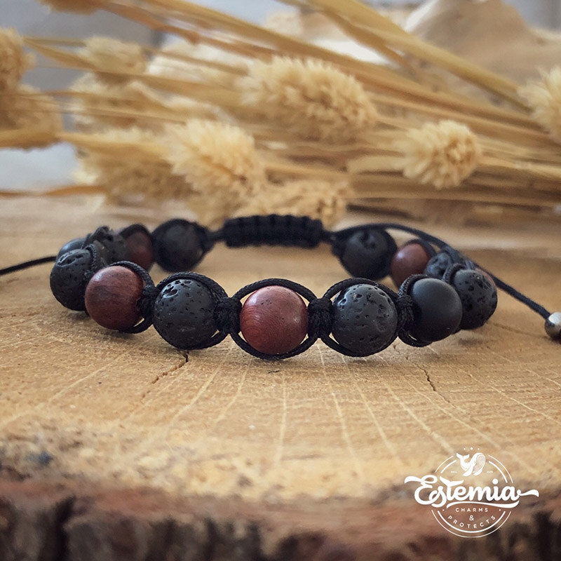 Estemia Pánský shamballa náramek z lávových kamenů, onyxu a 61668842