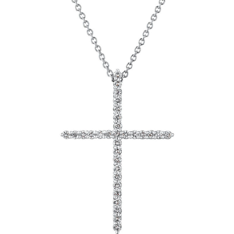 Tiami Přívěsek z bílého zlata s diamanty Pure Cross, medium