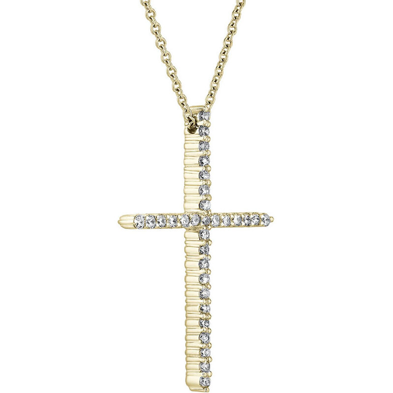 Tiami Přívěsek ze žlutého zlata s diamanty Pure Cross, medium