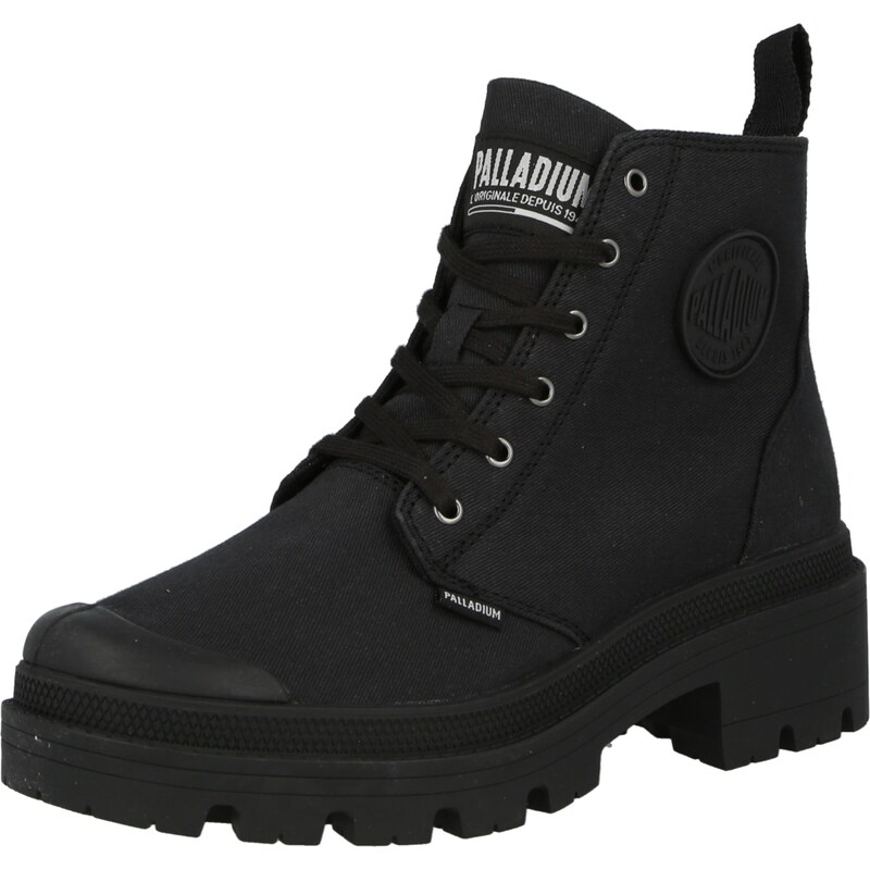 Palladium Šněrovací kozačky Pallabase černá / bílá