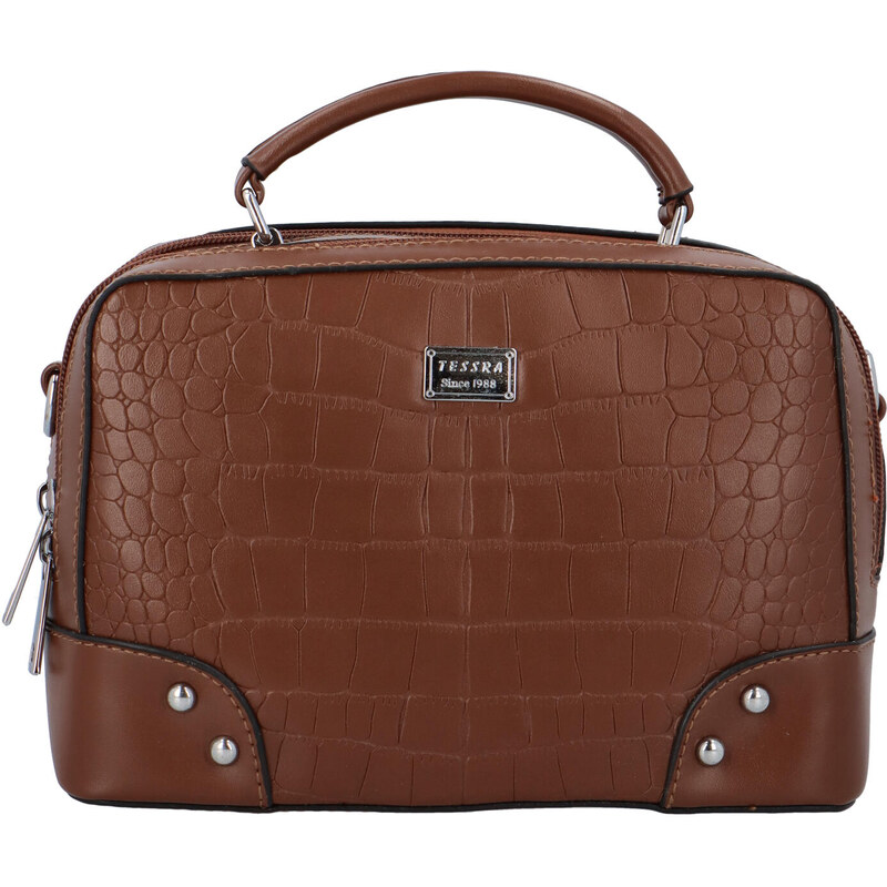 Tessra Milano Stylová crossbody kabelka Croco Sia, hnědá