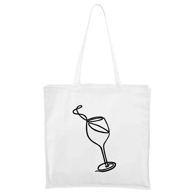 Roni Syvin + Adler/Malfini Ručně malovaná větší plátěná taška - Jednotahové - Sklenička vína