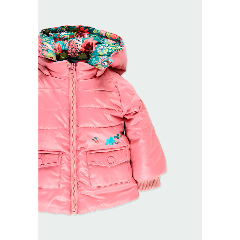Boboli Dětská zimní bunda oboustranná růžové květy