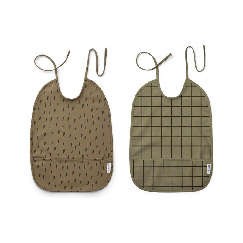 LIEWOOD Dětský bryndák Lai Check Khaki Mix Varianta A