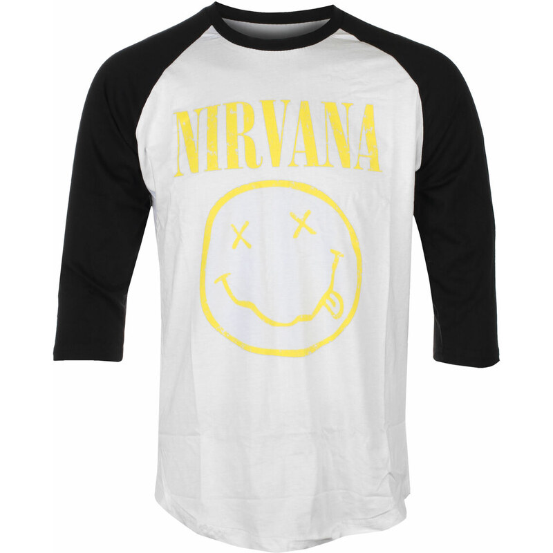 Tričko metal pánské Nirvana - Yellow Happy Face - ROCK OFF - NIRVRAG04WB