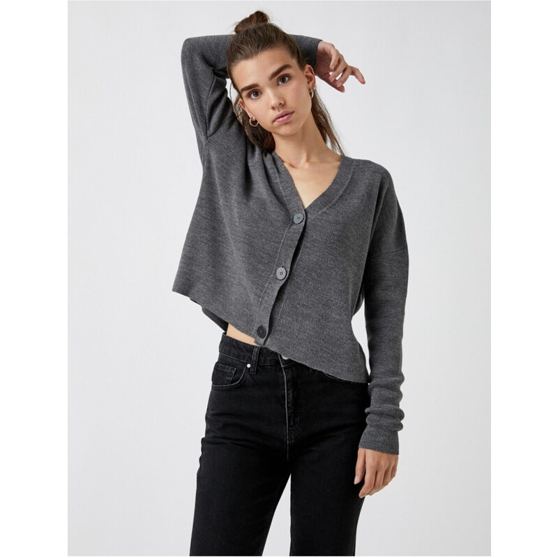 Koton Buttoned Crop Cardigan