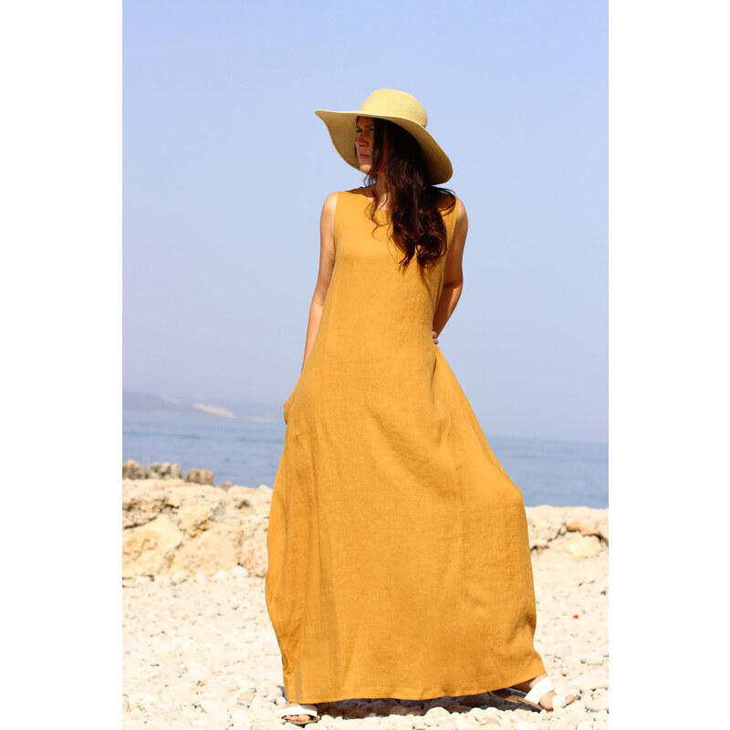 Autorské české maxi šaty Lotika 100% len Premium quality 70568805