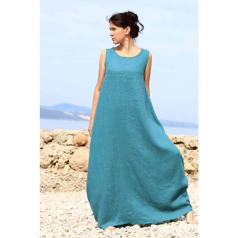 Autorské české maxi šaty Lotika 100% len Premium quality 72744382