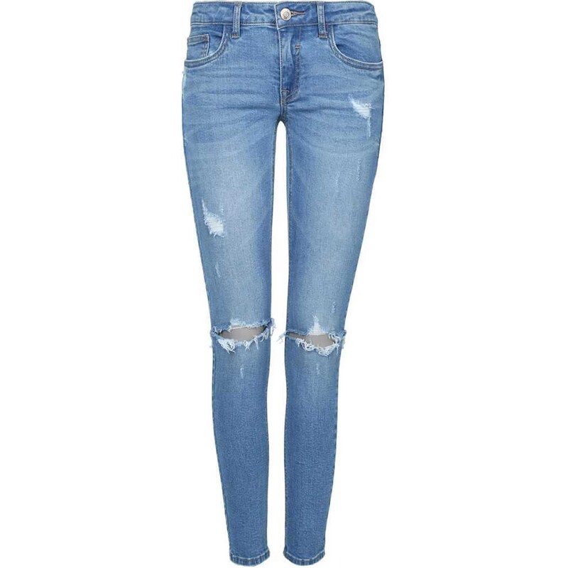 Tally Weijl Blue Low Waist Skinny Jeans with Rips